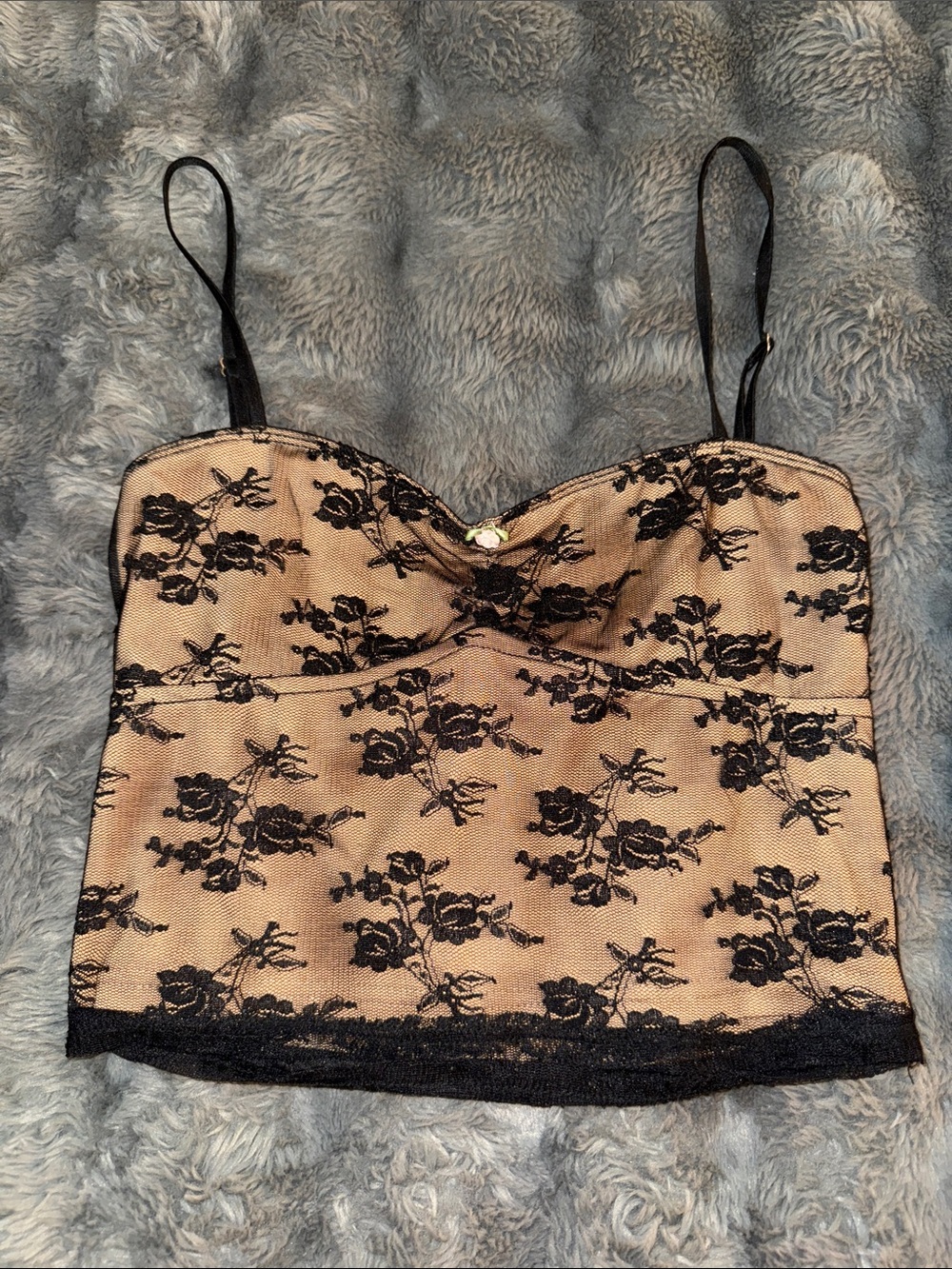 Edikted Nude Camisole with Black Floral Lace